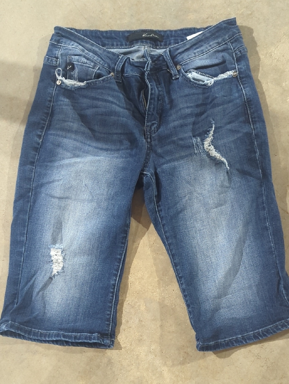 Kancan Distressed Blue Denim Shorts